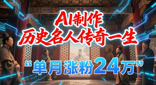 暴力起号！用AI制作历史名人传奇一生，单月涨粉24W，涨粉+变现赛道黑马来了-三石资源库