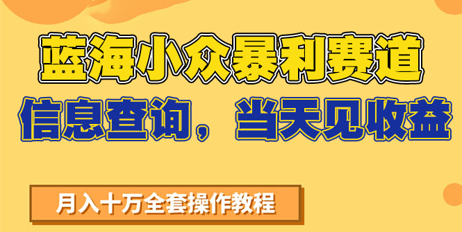 蓝海小众暴利赛道，信息查询，当天见收益，不讲玄学，7天搞了2万+-三石资源库