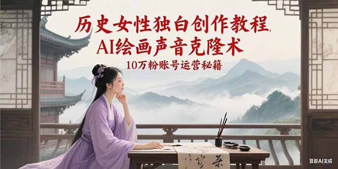 历史女性独白创作教程，AI绘画声音克隆术，10万粉账号运营秘籍-三石资源库