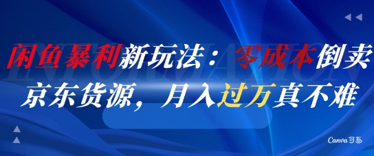闲鱼暴利新玩法：零成本倒卖京东货源，月入过1W真不难-三石资源库