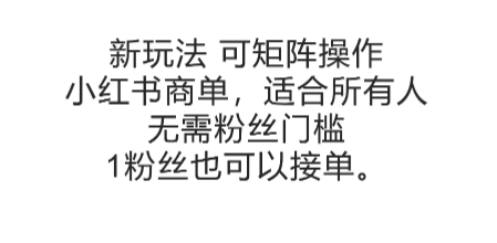 可矩阵操作，小红书商单新玩法，适合所有人，无需粉丝门槛，1粉丝也可以接单-三石资源库