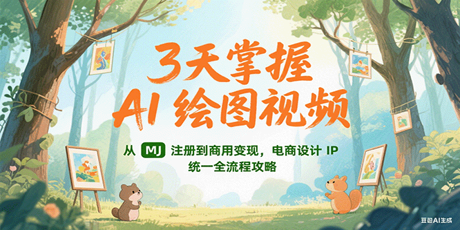 3天掌握AI绘图视频，从MJ 注册到商用变现，电商设计IP统一全流程攻略-三石资源库
