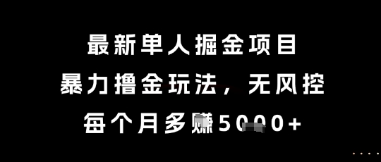 最新单人掘金项目，暴力撸金玩法，无风控，每个月多挣5k+【揭秘】-三石资源库