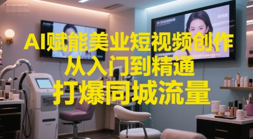 AI赋能美业短视频创作,从入门到精通,打爆同城流量,超级AI工具短视频实操落地-三石资源库