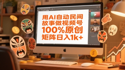用AI自动民间故事做视频号，100%原创，矩阵日入1k+-三石资源库