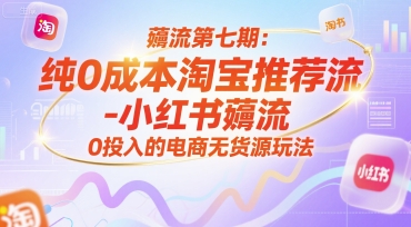 薅流第七期：纯0成本淘宝推荐流-小红书薅流最新版目，0投入的电商无货源玩法（附赠往期）-三石资源库