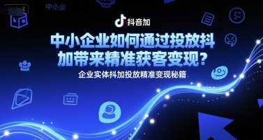 中小企业如何通过投放抖加带来精准获客变现？企业实体抖加投放精准变现秘籍-三石资源库