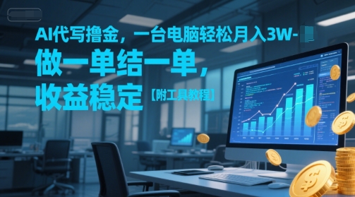 AI代写撸金，一台电脑轻松月入1-3W，做一单结一单，收益稳定【附工具教程】-三石资源库