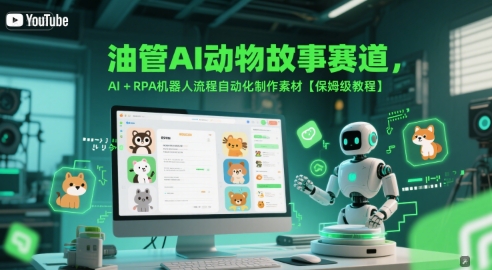 油管AI动物故事赛道，AI+RPA机器人流程自动化制作素材【保姆级教程】-三石资源库