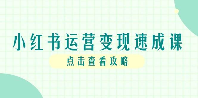 小红书运营变现速成课，账号搭建到暴力起号，个人IP全流程指南-三石资源库