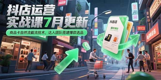 （15329期）抖店运营实战课7月更新，商品卡自然流截流技术，达人团队搭建爆款选品-三石资源库