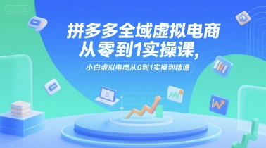 拼多多全域虚拟电商从零到1实操课，小白虚拟电商从0到1实操到精通-三石资源库