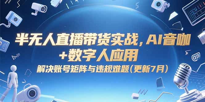 （15280期）半无人直播带货实战，AI音咖+数字人应用 解决账号矩阵与违规难题(更新7月)-三石资源库