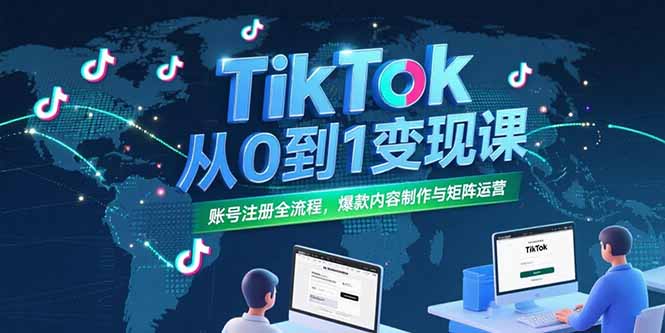 （15346期）TikTok从0到1变现课，账号注册全流程，爆款内容制作与矩阵运营-三石资源库