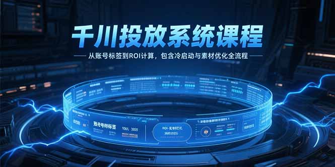 （15263期）千川投放系统课程，从账号标签到ROI计算，包含冷启动与素材优化全流程-三石资源库