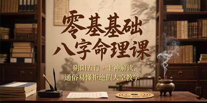 （15283期）零基础八字命理课，阴阳五行+十神解读，通俗易懂拒绝假大空教学-三石资源库