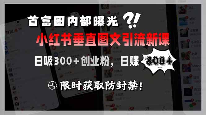 （15313期）首富圈内部曝光小红书垂直图文引流新课，日吸300+创业粉，日赚800+，限…-三石资源库
