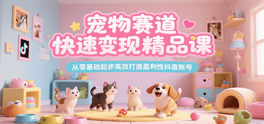 宠物赛道快速变现精品课,从零基础起步高效打造盈利性抖音账号-三石资源库