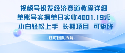 视频号银发经济赛道单账号实操单日实收1k+，小白轻松上手长期项目-三石资源库