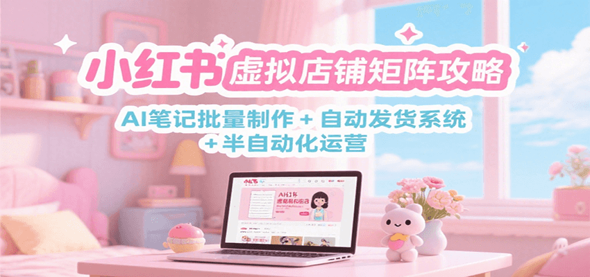 小红书虚拟店铺矩阵攻略：AI笔记批量制作 + 自动发货系统 + 半自动化运营-三石资源库
