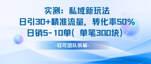 实测私域新玩法日引30加精准流量转化率50%日销5-10单每笔3张-三石资源库