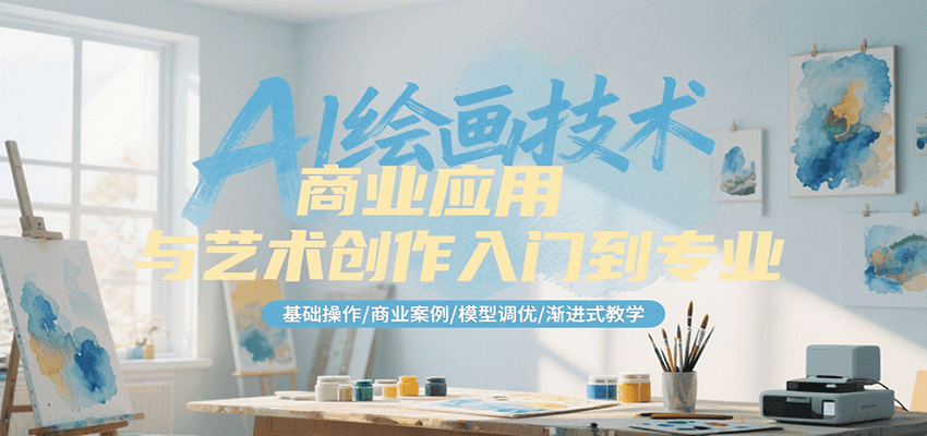 AI绘画技术商业应用与艺术创作入门到专业,基础操作/商业案例/模型调优/渐进式教学-三石资源库