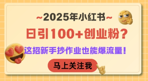 2025年小红书日引100+创业粉？这招新手抄作业也能爆流量！-三石资源库