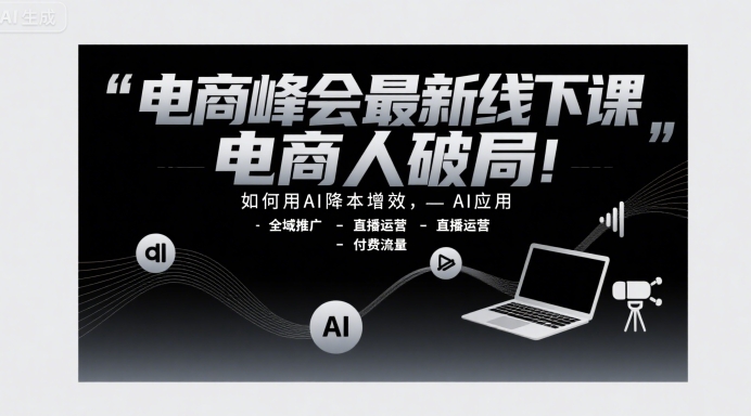 电商峰会最新线下课，电商人破局，如何用AI降本增效，AI应用-全域推广-直播运营-付费流量-三石资源库