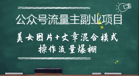 公众号流量主副业项目，美女图片+文章混合模式操作流量爆棚-三石资源库