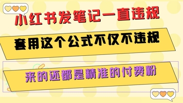小红书发笔记一直违规，套用这个公式不仅不违规，来的还都是精准的付费粉-三石资源库
