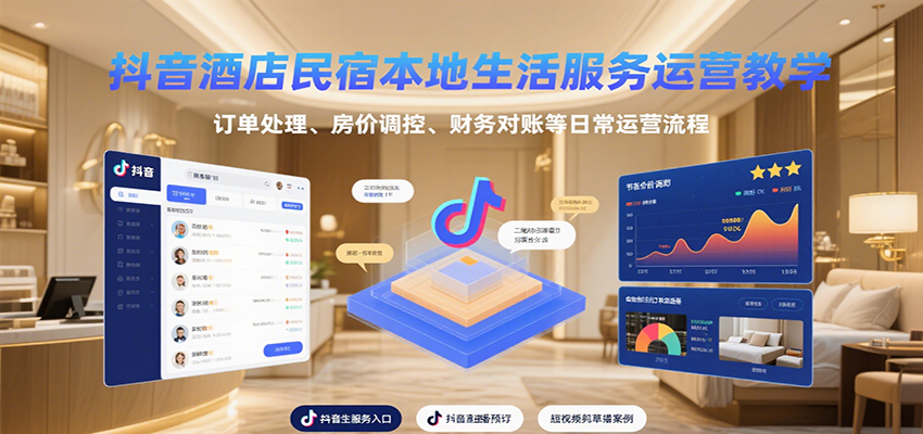 抖音酒店民宿本地生活服务运营教学，订单处理、房价调控、财务对账等日常运营流程-三石资源库