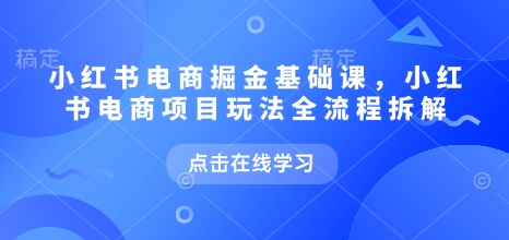 小红书电商掘金课，小红书电商项目玩法全流程拆解（更新7月）-三石资源库