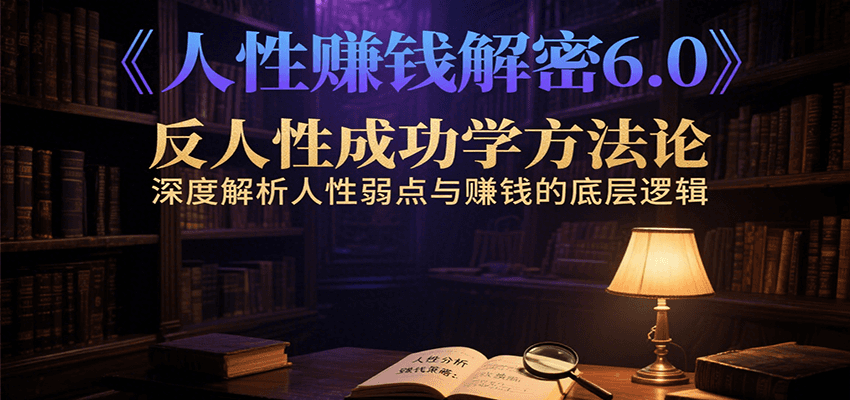 人性赚钱解密6.0，反人性成功学方法论，深度解析人性弱点与赚钱的底层逻辑-三石资源库