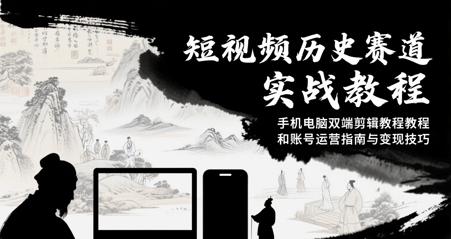 短视频历史赛道实战教程,手机电脑双端剪辑教程和账号运营指南与变现技巧-三石资源库