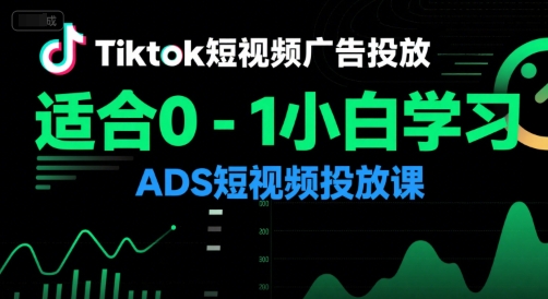 Tiktok短视频广告投放，适合0-1小白学习ADS短视频投放课-三石资源库
