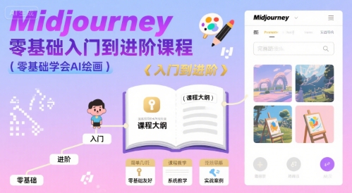 midjourney零基础入门到进阶课程，零基础学会AI绘画-三石资源库