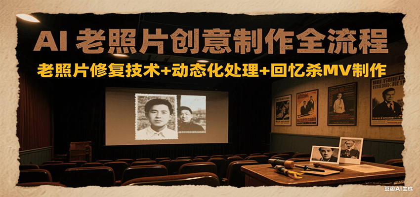 AI老照片创意制作全流程：老照片修复技术+动态化处理+回忆杀MV制作-三石资源库