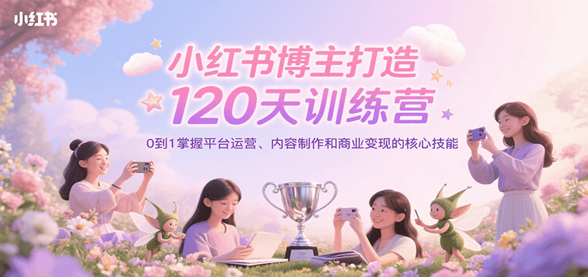 小红书博主打造120天训练营,0到1掌握平台运营、内容制作和商业变现-三石资源库