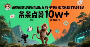 最新爆火的峨眉山猴子短视频制作教程，条条点赞10w+，谁做谁火【教程+提示词】-三石资源库