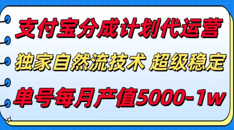 支付宝分成计划代运营，独家自然流技术，收益稳定，单号月产5000＋-三石资源库