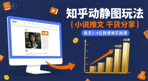 小说推文干货分享之知乎动静图玩法，每天3-4位数爆单实操课-三石资源库