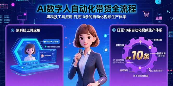 （15699期）AI数字人自动化带货全流程：黑科技工具应用 日更10条的自动化视频生产体系-三石资源库