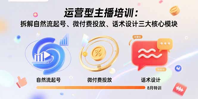 （15654期）运营型主播培训：拆解自然流起号、微付费投放、话术设计三大核心模块-8月-三石资源库