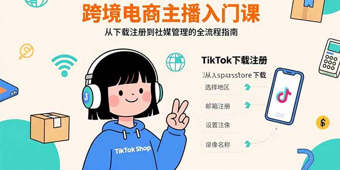 （15708期）跨境电商主播入门课，TikTok下载注册，支付工具配置，社媒账号管理全流程-三石资源库