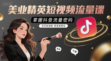 美业精英短视频流量课，掌握抖音流量密码，天天有询单，条条有转化-三石资源库