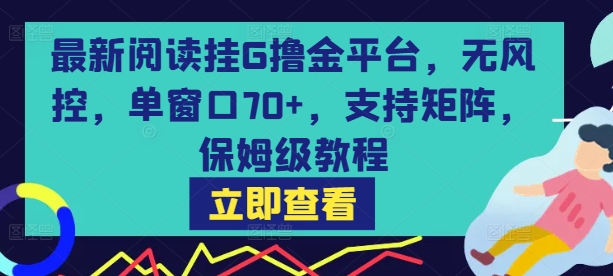最新阅读挂G撸金平台，无风控，单窗口70+，支持矩阵，保姆级教程【揭秘】-三石资源库