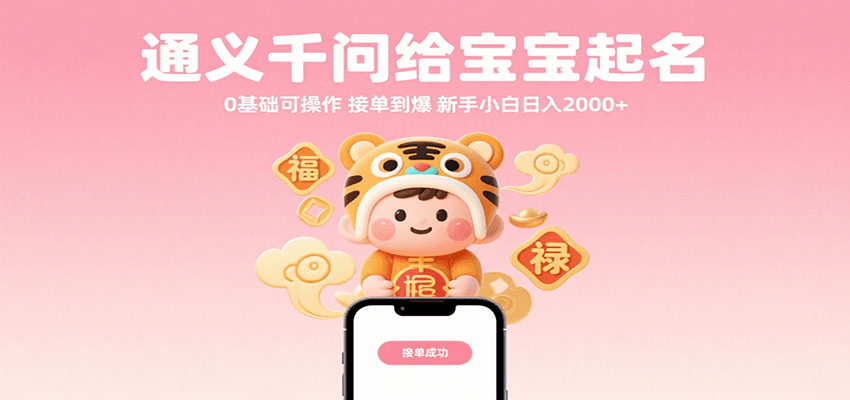 通义千问给宝宝起名 0基础可操作 接单到爆 新手小白日入2000+-三石资源库