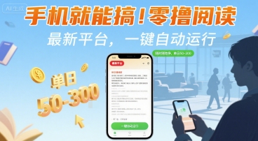 手机就能搞！零撸阅读挂G，最新平台，一键自动运行，随时随地挣，单日50-3张+【揭秘】-三石资源库