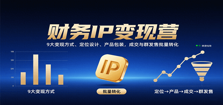 财务IP变现营：9大变现方式、定位设计、产品包装，成交与群发售批量转化-三石资源库