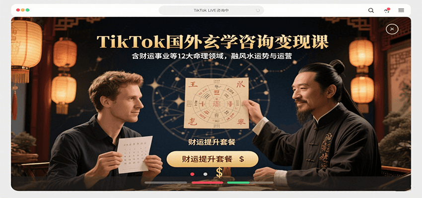 TikTok国外玄学咨询变现课，含财运事业等12大命理领域，融风水运势与运营-三石资源库